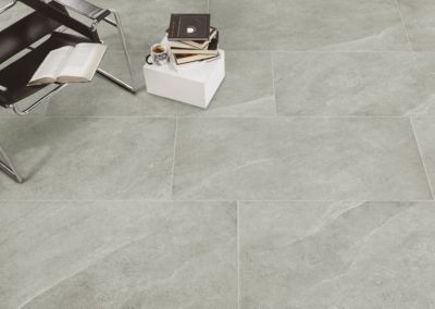Carrelage sol et mur intérieur gris mat effet pierre L.120 x l.60 cm x ép.9 mm, Limestone