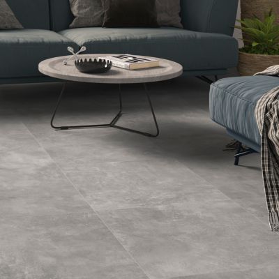 Carrelage sol et mur intérieur gris moyen effet béton L.60 x l.60 cm x ép.9,5 mm, District
