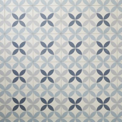 Carrelage sol et mur intérieur Hydrolic effet carreau de ciment décor cercle bleu L. 20 x l. 20 x Ep. 1 cm Colours