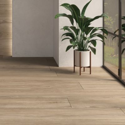 Carrelage sol et mur intérieur intérieur en grès cérame émaillé effet bois brut mat L.120 x l.20 cm x ép.9 mm, Atelier