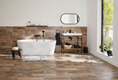 Carrelage sol et mur Julyo aspect bois naturel 15 x 60 cm