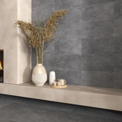 Carrelage sol et mur Mitha gris foncé 30x60cm