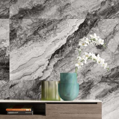 Carrelage sol et mur noir mat Mineral 60 x 120 cm