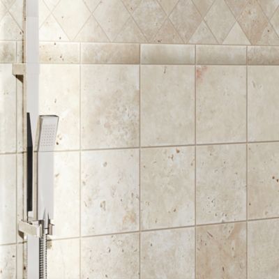 Carrelage sol et mur Travertin veritable 10x10 cm pierre naturelle