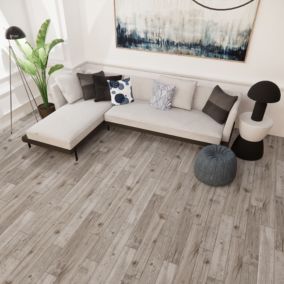 Carrelage sol et mur vintage oak gris L.15 x l.90 cm x Ép.10 mm