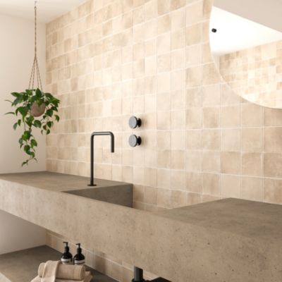 Carrelage sol et mur Zoon beige 10 x 10 cm