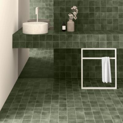 Carrelage sol et mur Zoon vert 10 x 10 cm