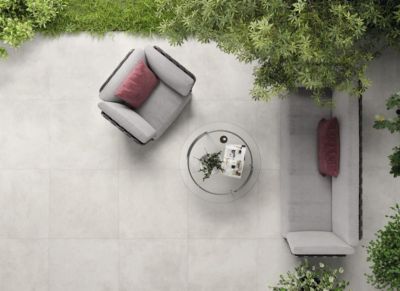 Carrelage sol extérieur grès cérame effet béton ciré antidérapant R11 Umbria Ivory .60 X L.60 cm rectifié