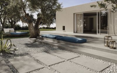 Carrelage sol extérieur grès cérame effet béton Créative Concrète P Stone Grey l.60 X L.120 cm rectifié R11