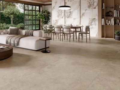Carrelage sol extérieur grès cérame effet pierre antidérapant R11 Arbia Sand l.60 X L.60 cm rectifié