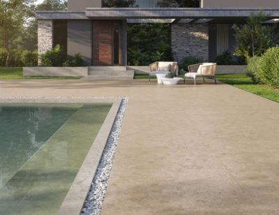 Carrelage sol extérieur grès cérame effet travertin antidérapant R11 Coral Stone l.60 X L.60 cm rectifié