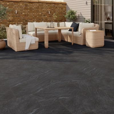 Carrelage sol extérieur anthracite effet ardoise L.61,3 x l.30,3 cm x ép.9 mm, Slate