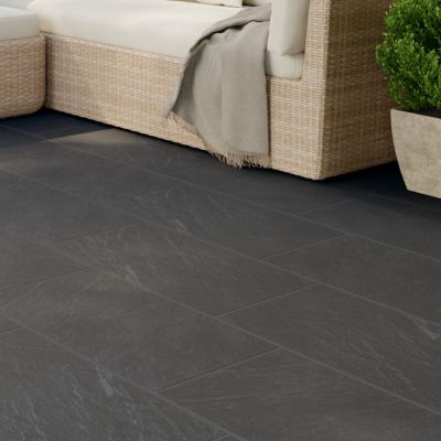 Carrelage sol extérieur anthracite effet ardoise L.61,3 x l.30,3 cm x ép.9 mm, Slate