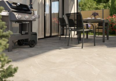 Carrelage sol extérieur beige mat effet pierre L.60 x l.60 cm x ép.9,5 mm, Bodo