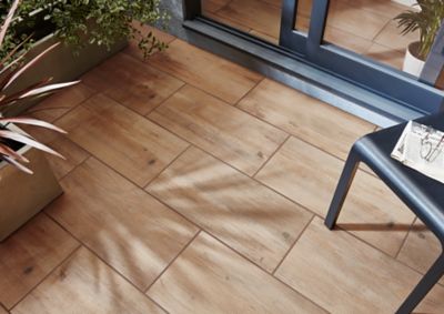 Carrelage sol extérieur effet bois marron clair L.60 x l.30 cm x ép.8,7 mm, Norwegio