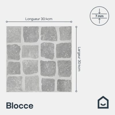 Carrelage sol extérieur effet pavés tons gris L.30,38 x l.30,38 cm x ép.7 mm, Blocce