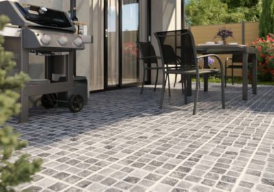 Carrelage sol extérieur effet pavés tons gris L.30,38 x l.30,38 cm x ép.7 mm, Blocce