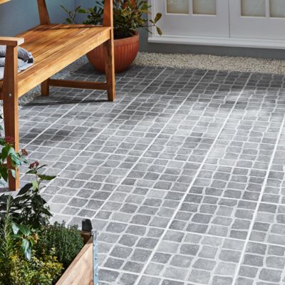 Carrelage sol extérieur effet pavés tons gris L.30,38 x l.30,38 cm x ép.7 mm, Blocce