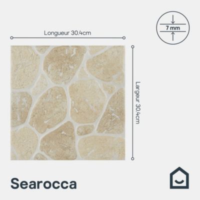 Carrelage sol extérieur effet pierre beige et marron L.30,38 x l.30,38 cm x ép.7 mm, Searocca