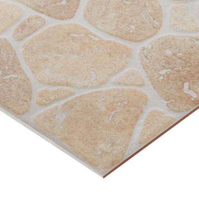 Carrelage sol extérieur effet pierre beige et marron L.30,38 x l.30,38 cm x ép.7 mm, Searocca