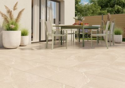 Carrelage sol extérieur effet pierre beige L.45 x l.45 cm x ép.8 mm, Bodo