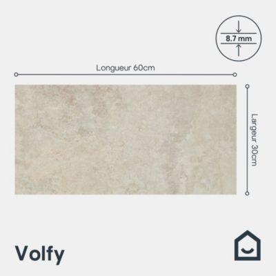 Carrelage sol extérieur effet pierre beige L.60 x l.30 cm x ép.8,7 mm, Volfy