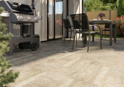 Carrelage sol extérieur effet pierre beige L.60 x l.30 cm x ép.8,7 mm, Volfy