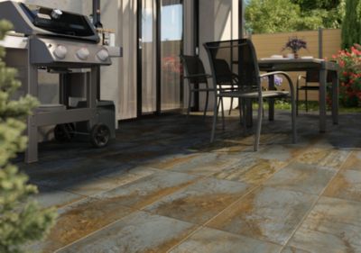 Carrelage sol extérieur effet pierre oxydée L.60 x l.30 cm x ép.9 mm, Denali