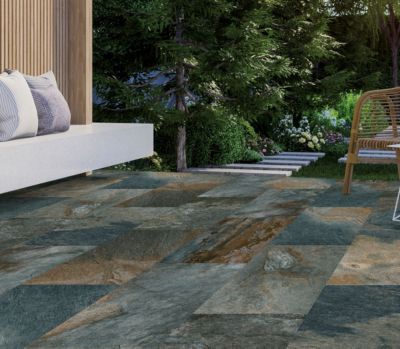 Carrelage sol extérieur effet pierre oxydée L.60 x l.30 cm x ép.9 mm, Denali