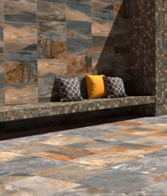 Carrelage sol extérieur effet pierre oxydée L.60 x l.60 cm x ép.9 mm, Denali