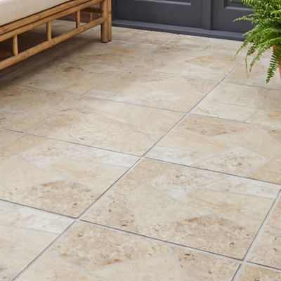 Carrelage sol extérieur effet pierre tons beiges L.42,04 x l.42,04 cm x ép.7,4 mm, Piazza