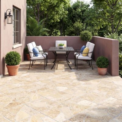 Carrelage sol extérieur effet pierre tons beiges L.42,04 x l.42,04 cm x ép.7,4 mm, Piazza