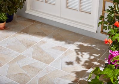 Carrelage sol extérieur effet pierre tons beiges L.42,04 x l.42,04 cm x ép.7,4 mm, Piazza