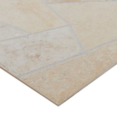 Carrelage sol extérieur effet pierre tons beiges L.42,04 x l.42,04 cm x ép.7,4 mm, Piazza