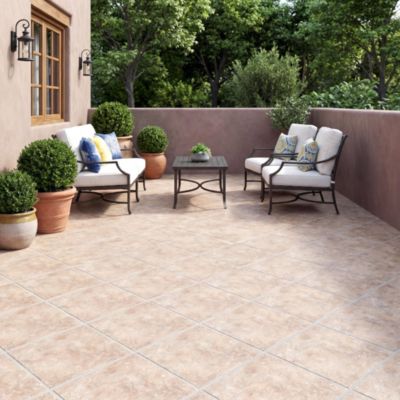 Carrelage sol extérieur effet terre cuite L.33,3 x l.33,3 cm x ép.7 mm, Terracotta