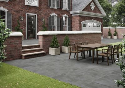 Carrelage sol extérieur en grès cérame émaillé effet béton anthracite l.60 x L.60 x ép.0.95 cm Rohe
