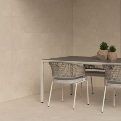 Carrelage sol extérieur en grès cérame émaillé effet béton beige l.30 x L.60 x ép. 0.9 cm District