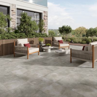 Carrelage sol extérieur en grès cérame émaillé effet béton gris l.45 x L.45 x ép.0.85 cm Rohe