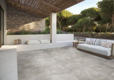 Carrelage sol extérieur en grès cérame émaillé effet béton gris l.60 x L.60 x ép.0.95 cm Rohe