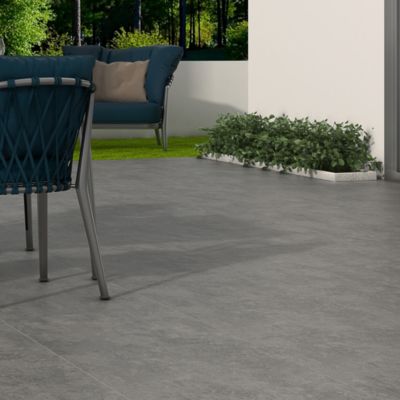 Carrelage sol extérieur en grès cérame émaillé effet béton gris marengo l.45 x L.45 x ép.0.85 cm Bauha