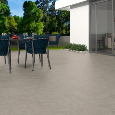 Carrelage sol extérieur en grès cérame émaillé effet béton gris perle l.30 x L.60 x ép. 0.9cm Bauha