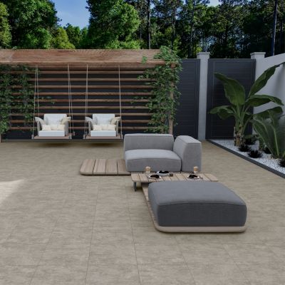 Carrelage sol extérieur en grès cérame émaillé effet béton gris perle l.45 x L.45 x ép. 0.85cm Bauha