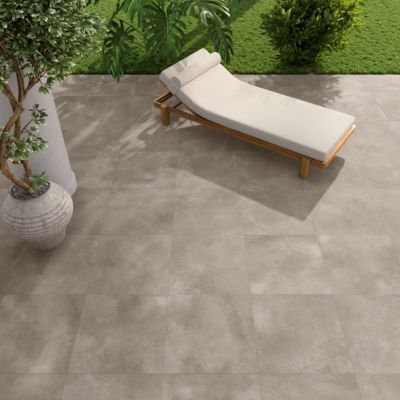 Carrelage sol extérieur en grès cérame émaillé effet béton taupe l.60 x L.60 x ép.0.95 cm Rohe