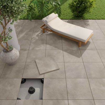 Carrelage sol extérieur en grès cérame émaillé effet béton taupe l.60 x L.60 x ép. 2 cm Rohe