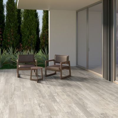 Carrelage sol extérieur en grès cérame émaillé effet bois blanc l.15 x L.90 x ép.0,86 cm Timberlane