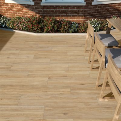 Carrelage sol extérieur en grès cérame émaillé effet bois clair l.22 x L.120 x ép. 0,97 cm Todias Haya