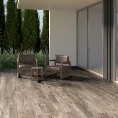 Carrelage sol extérieur en grès cérame émaillé effet bois gris l.15 x L.90 x ép.0,86 cm Timberlane