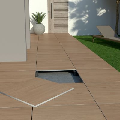 Carrelage sol extérieur en grès cérame émaillé effet bois taupe l.60 x L.60 x ép.2 cm Parkwood