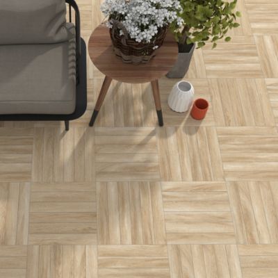 Carrelage sol extérieur en grès cérame émaillé effet chêne miel l.45 x L.45 x 0.95 cm Deckland