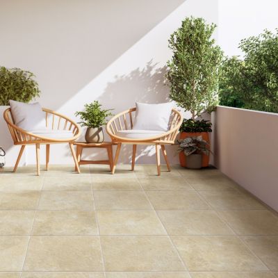 Carrelage sol extérieur en grès cérame émaillé effet pierre beige l.50 x L.50 x ép.0,9 cm Sunstone